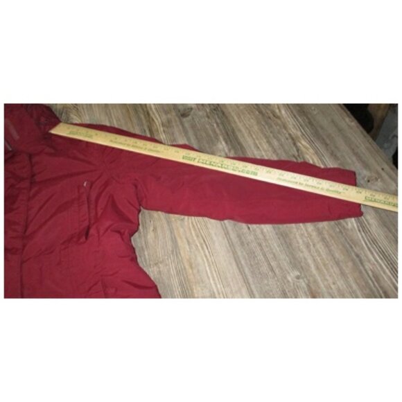 Lands' End Blue Button & Zip Jacket Sz M 10-12 Cinch Waist Hooded Squall Protect - Picture 9 of 16